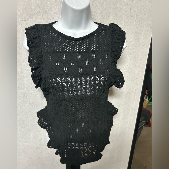 ZARA Black Lace Ruffle Top - Picture 3 of 9